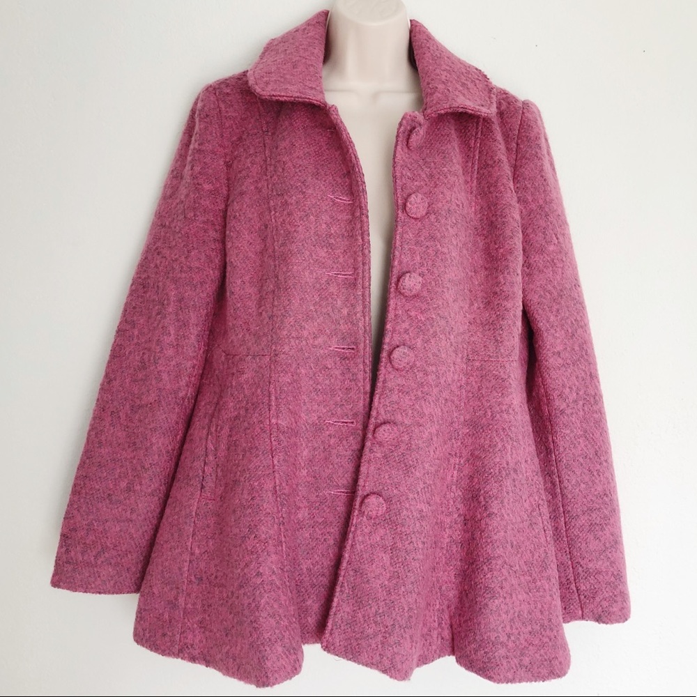 NWT Pink Wool Pea Coat